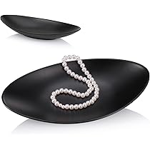 Vassoio Ovale Nero In Melamina - 25x13.5cm | Portagioie, Portachiavi O Per Snack