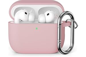 KOKOKA Silikonhülle Kompatibel mit AirPods Pro 3 2025 Hülle Case, Front-LED Sichtbar, Stoßfeste Weiches Silikon Schutzhülle Case für AirPods Pro 3. Generation mit Karabiner, Rosa