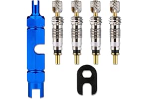 REQAG 6 Pezzi Valve Core Remover Repair Tool Multifunzione Rimuovere Attrezzidel del Nucleo della Valvola di Bicicletta per Presta Schrader con Presta Corpi Valvola e Cap, per Road Bike