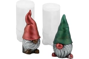 Gukasxi 2Pcs Gnome Moulds Silicone, Gnome Candle Moulds, 3D Gnome Mould Christmas Resin Mold Silicone Christmas Candle Molds for DIY Scented Candle Soap Xmas Tree Resin Ornaments