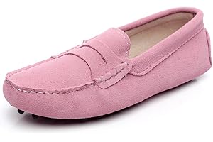 Jamron Mujer Clásico Gamuza Corbata de Moño Penny Mocasines Comodidad Hecho a Mano Pantuflas