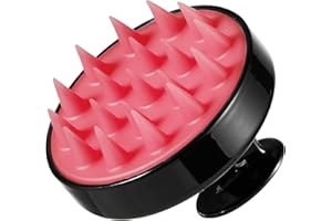 SOFMILD Shampoo Brush, Silicone Scalp Massager Hair Brush Head Massager Hair Growth Scrubber for Straight Curly Long Short Thick Thin Wet Dry Hair for Men Women Kids Pets, Black&Rosy