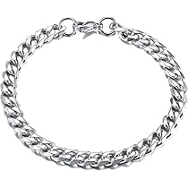 TOLOWOBK Pulseras De Plata Para Hombre, Pulsera Con Inicial, Regalo Para Hombres Y Niños, Pulsera De Eslabones Cubanos De Acero Inoxidable Con Letras De La A A La Z, Regalos De Cumpleaños