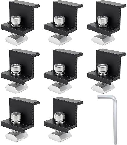 Mittelklemme 30mm Schwarz, 4 Stück Aluminiumlegierung T-förmige Mittelklemme Photovoltaik