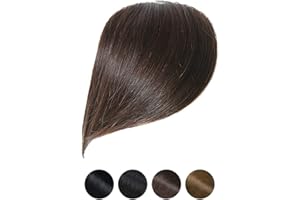 DSOAR Clip In Flequillo de Barrido Lateral Grueso en Flequillo Extensiones de Cabello con Flecos de Cabello Humano Real Postizos de Apariencia Natural para Niñas, Marrón Oscuro