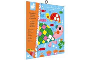 Janod - Estuche Mosaicos de Espuma Animales - Les Ateliers Du Calme - Kit Infantil de Manualidades Creativas - Desarrolla la Motricidad Fina y la Concentración - A partir de 3 Años, J07899