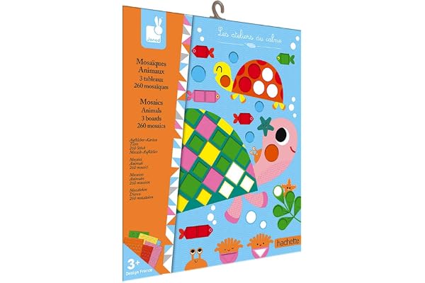 Janod - From 3 years old - Creative Kit - Animal Mosaics - Les Ateliers du Calme - Creative Leisure - Dexterity and Concentration - J07899