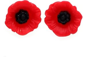 Bluebubble POPPY DAYS 12mm Small Poppy Flower CLIP ON Earrings on Gift Card