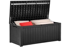 YITAHOME Arcón de Ordenación Exterior de 450L, Gran Resina Caja de Almacenaje de Jardín para Cojines de Exterior, Material de Piscina