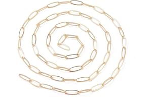 FASHEWELRY Catena a maglia ovale piatta, 5 m/rotolo, con placcatura in vero oro 18 kt, 19 x 7 mm, per choker, bracciali, collane e per la realizzazione di gioielli