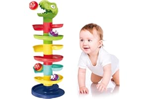 ONIKIZ 7-Schicht Montessori Spielzeug Kugelturm fur 1 2 Jahre alt, Motorikspielzeug Ball Rampe Stapelturm Rollbahn Kugelbahn, Babyspielzeug Lernspielzeug für 9-18 Monate Jungen Mädchen Geburtstag Geschenk