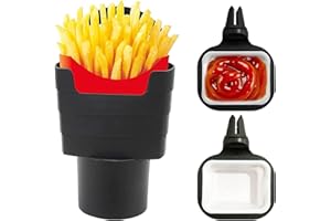 ACHANFLY 2 Pcs Dip Clip In Car Sauce Holder with French Fry Cup Holder Universal French Fries Cup Holder Mini Dipping Cups Car Interior Accessories for Sauce Lovers