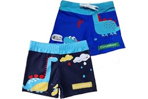 NautySaurs Jungen Badehose 2-11 Jahre Baby Jungen Bademode Kinder Badeshorts mit Cartoon Dinosaurier