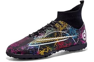 DHOVOR Boys Girls Astro Turf Football Boots Kids High Top Indoor Soccer Shoes Athletic Sneakers Football Trainers Shoes