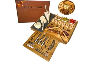 Farell Home® - Tagliere di formaggi e salumi, in legno d'acacia, vassoi completo per aperitivo-idee regalo. (Rettangolare)