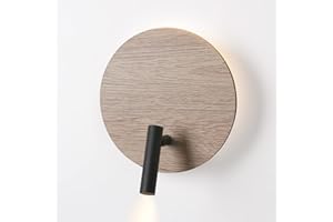 DAWALIGHT Applique da Interni con Interruttore, 6W LED Luce da Letto con Montaggio a Muro e Regolabile 3W Lampada da Lettura a Muro Camera da Letto, Legna