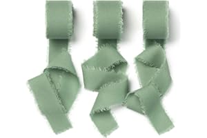 AOKSUNOVA Cinta de eucalipto verde 2,5 cm x 18,9 m - regalo, boda, gasa de tela