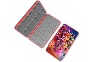 PERFECTSIGHT Cute Game Card Case for Nintendo Switch/ Switch Lite/ OLED, 24 Game Holder Cartridge Case for Game Cards and 48 SD Cards, Kawaii Portable Compact Storage Box, Red Brother