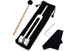 AUROBEST 5 Pezzi Set Diapason con Martello Silicone, Strumento Riparazione, Borsa, 128Hz Diapason Guarigione Medico Lega Alluminio, Strumento Curativo per Offrono Risposta Frequenza Accurata, Terapia Suono