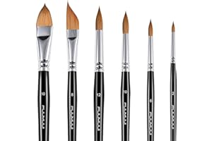TYRKUIY Sable Watercolur Paint Brushes-Kolinsky Water Colour Artist Paint Brush 6PCS Paintbrushes with Point Round Cat's Tongue Dagger Shaped for Watercolour Acrylics Inks Gouache Tempera Painting