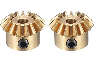 QUARKZMAN 2 Stück Kegelrad 0,8 Modul 1:1 Übersetzungsverhältnis 15Z 3mm Bohrung Kegelräder Messing, 45 Grad Lenkgetriebe für Hardware-Mechanik-Rotation, Gelb