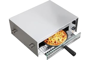 CROSSON Forno elettrico per pizza per interni con timer da 30 minuti, porta in vetro e illuminazione interna, forno per pizza commerciale e uso domestico, 230 V/1450 W (FPO-13 EU)