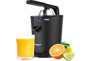 Taurus Amazing – Presse-agrumes électrique à levier 600W | Moteur AC Pro | Réservoir 0,65 L | 2 cônes | Corps & filtre Inox | Anti-goutte | Nettoyage facile | Entièrement démontable