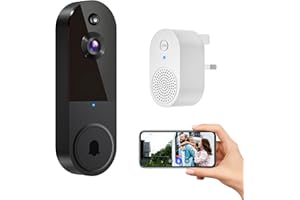 BoldHero 1080p Smart Video Doorbell Camera Wireless, AI Human Detection and Instant Alerts, 2-Way Talk, Night Vision, Cloud Storage, Battery Powered, 2.4G Wi-Fi (Black)