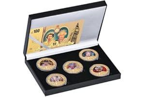 YIQILAFADA Monete d'oro della Regina Elisabetta II, 100 banconote reali del Regno Unito