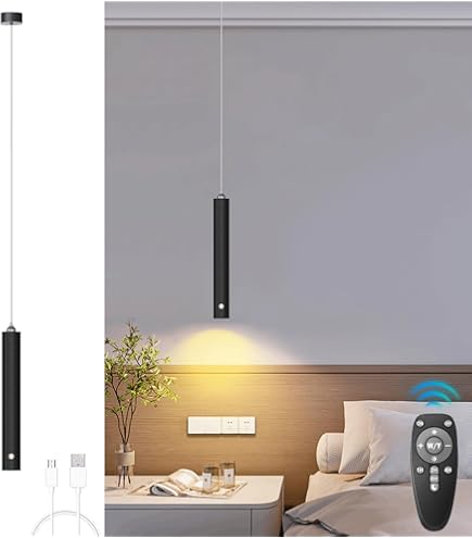 REV Hanglamp, 130 lm, dimbaar, 3 kleuren, timer 1-4 uur, in hoogte verstelbaar door te trekken, 37-163 cm, hanglamp met afstandsbediening, ideaal als bedlampje zonder stroom, zandkleuren