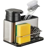 Fennec Mart Dish Soap Dispenser | 3 in 1 Sink Caddy with Sponge-Brush Holder | Stainless Steel Rustproof Kitchen and Bathroom