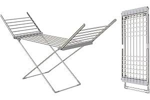 innotic Étendoir à Linge Intérieur, Etendoir Chauffant Electrique Pliable, 20 Séchoirs à Tubes Chauffants, 230W, 145 * 94 * 54CM, Aluminium Argenté, Séchage Rapide Et Sûr.