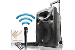 QTX QR15PA Portable Battery Powered PA System with Wireless VHF Microphones and Integrated USB MP3 Media Player