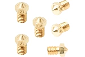 3D FREUNDE 6 pièces M6 0,3 mm J-head set compatible avec E3D V5 / V6 bowden RepRap Extruder Hotend buse en laiton pour filament de 1,75 mm