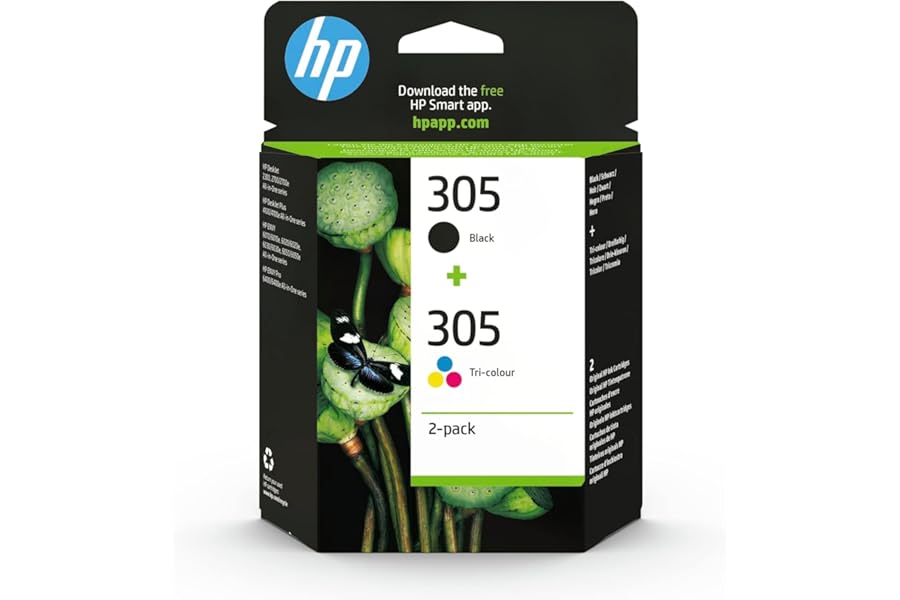 HP 305, Black/Tri-Colour Original Ink Cartridges (6ZD17AE), Pack of 2