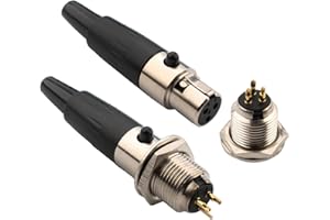 RUNCCI-YUN Zestaw 2 mini 3-biegunowych złączy XLR, wtyki i gniazda XLR, wtyczka kabla mikrofonowego, gniazdo audio XLR, złącze lutownicze XLR, gniazdo do zabudowy