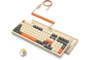 ATTACK SHARK K98 przewodowa Hot-Swap Gaming Keyboard z metalowym kablem USB C, 18 LED RGB Illumination, Customized Mechanical Yellow Switch, Programmable Actuation, 100 klawiszy dla Mac/Win（shimmer）