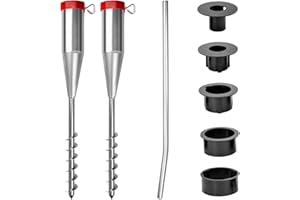 DSZAPACI 2er Set Schirmständer Sonnenschirm Strand 25-60mm Erdanker Bodenanker zum Eindrehen Sonnenschirmständer Metall Erddübel Schirm Bodenhülse Einschraubhülse Wäschespinne Halterung für Boden