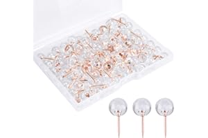 Kissral 100pcs Punaises Transparentes Rondes Epingle Tableau Liege Pins Or Rose Punaises Decoratives Voyage avec Boîte en Plastique, Accessoires Couture Fournitures de Bureau