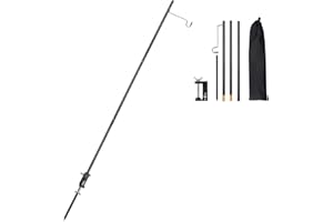 TOBWOLF Portable Camping Folding Lamp Pole with Stake, Lightweight Collapsible Aluminum Lantern Stand, Outdoor Lamp Post Hanging Light Holder Stick for Picnic, Hiking, Fishing, Backpacking, Garden BBQ