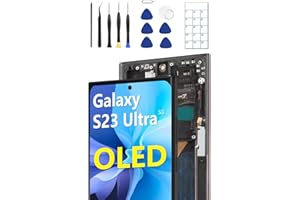 JQYDZH OLED für Samsung Galaxy S23 ultra Display S23 ultra Bildschirm Ersatz Touchscreen Digitizer Montage SM-S918B SM-S918B/DS LCD Unterstützung Fingerabdruck und S-Pen(Rahmen+Reparaturwerkzeuge)(Black)