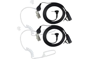EUACESRY Lot de 2 écouteurs radio de sécurité PTT, 1 broche 2,5 mm, compatible Talkie Walkie TL-KR T92 H2O T82 T62 T60 XT180 Co-b-ra, casque avec tube acoustique
