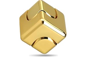 Dilabnda Metal Cool Fidget Spinner Toy for Kids Adults, Infinity Cube Fidget Gyro Toy for Desk Office Home Car, 2 in 1 Focus Spinning Toy, Gifts Decoration Pirze Party Favors(Golden)