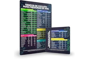 PODCASE Pack 2 Hojas con Tiempos De Cocción para Freidora De Aire - Recetas Originales con Tiempos De Cocción Y Temperatura - Accesorios para Freidora De Aire - Compatible con Cosori, Cecotec, Phillips
