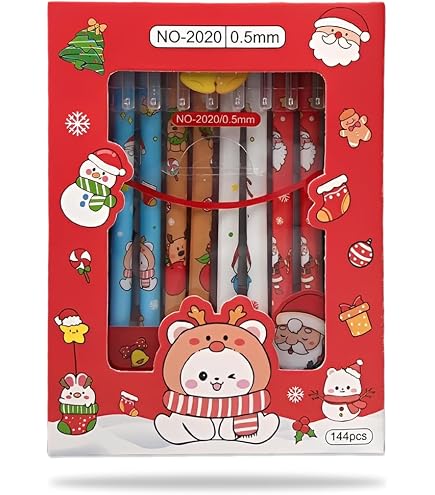 24 Stylos Gel Noël - Motifs Père Noël, Orignal, Flocons... Pointe 0,5 Mm, Lot Cadeau