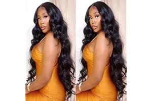 Bele 13x6 Transparent Lace Front Wigs Body Wave Human Hair 180% Density HD Lace Front Wigs Brazilian Virgin Huamn Hair for Black Women Natural Color Pre Plucked with Baby Hair 24inch