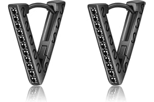 HUKKUN Sterling Silver Triangle/Celtic Knot/Malachite Hoop Huggie Earrings for Men