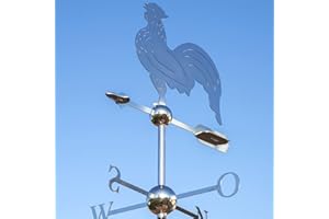 LINNEBORN METALLWAREN GMBH Großer Linneborn Wetterhahn aus Edelstahl mit Windrose fürs Dach