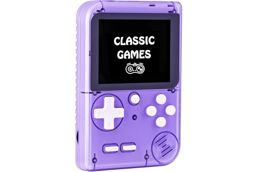 Kids Handheld Game Console Built-in 289 Classic Games, Portable Video Game Console with 2.8" Color Screen, Rechargeable Battery, Handheld Electric Game for Boy Girl (Purple)
