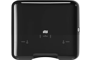 Tork 553108 Dispenser Mini per Asciugamani piegati a C e a V, sistema H3, 29,1 cm x 33,2 cm x 13,5 cm (alt. x largh. x prof.), Elevation Design, colore nero